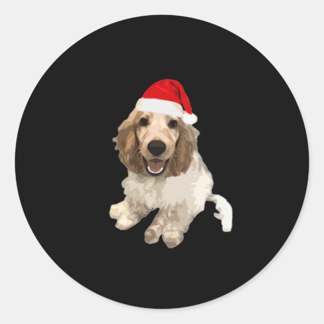 Pegatina Redonda Navidades Cocker Spaniel (Camiseta esencial) (Anverso)