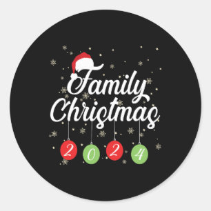 Pegatina Redonda Navidades coincidentes Santa y Gifts Familia Chris