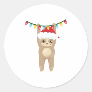 Pegatina Redonda Navidades Colgando De Las Luces Navidades