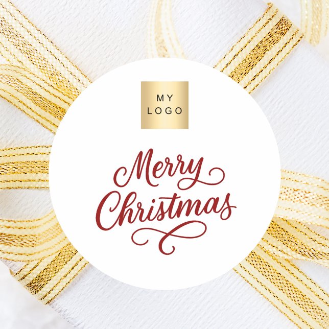 Pegatina Redonda Navidades comerciales de guiones rojos y blancos (Subido por el creador)