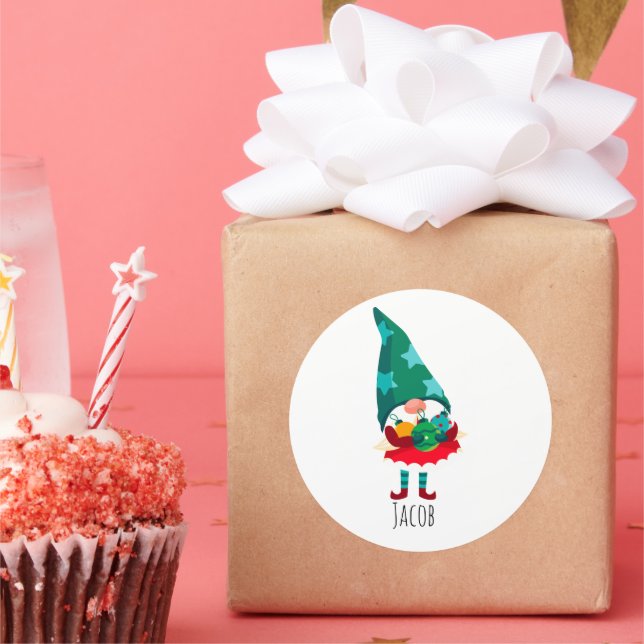 Pegatina Redonda Navidades con adornos navideños (Fiesta)