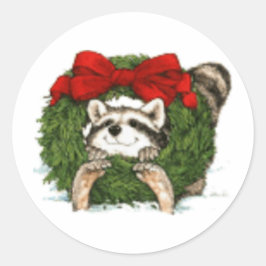 Pegatina Redonda Navidades Con Decoración Y Racco