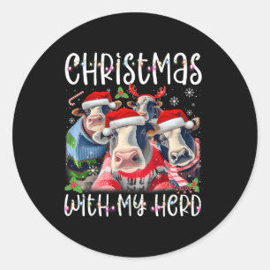 Pegatina Redonda Navidades Con Mi Pastor De Vacas