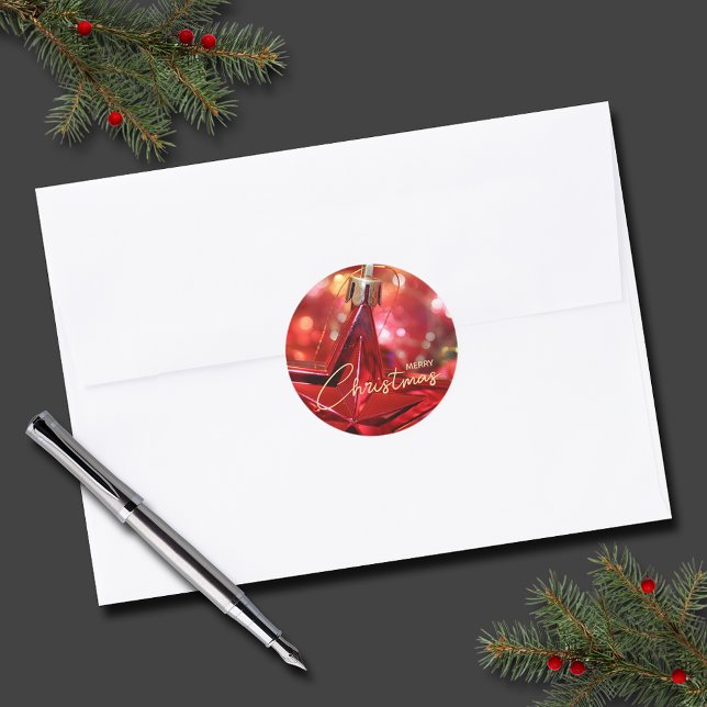 Pegatina Redonda Navidades con nombres de estrellas pequeños (Star Ornament Christmas Small 1-1/2" Round Stickers (3" also available))