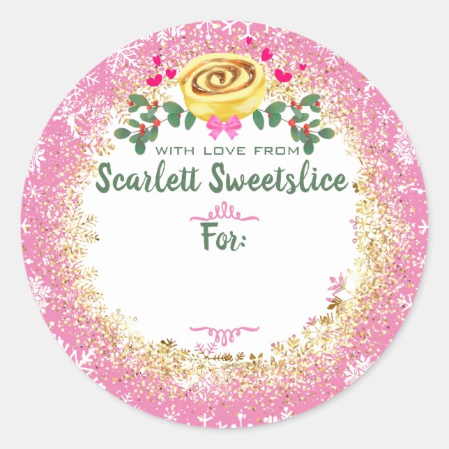 Pegatina Redonda Navidades con panecillos de canela panadería de ho (Anverso)