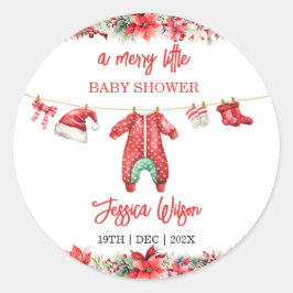 Pegatina Redonda Navidades con poco género Baby Shower neutral