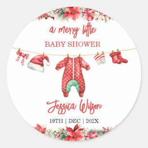 Pegatina Redonda Navidades con poco género Baby Shower neutral