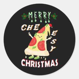 Pegatina Redonda Navidades con queso Feliz Navidad Navidades de San