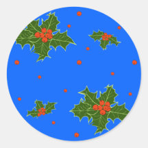 Navidades con un patrón de moras rojas sobre azul