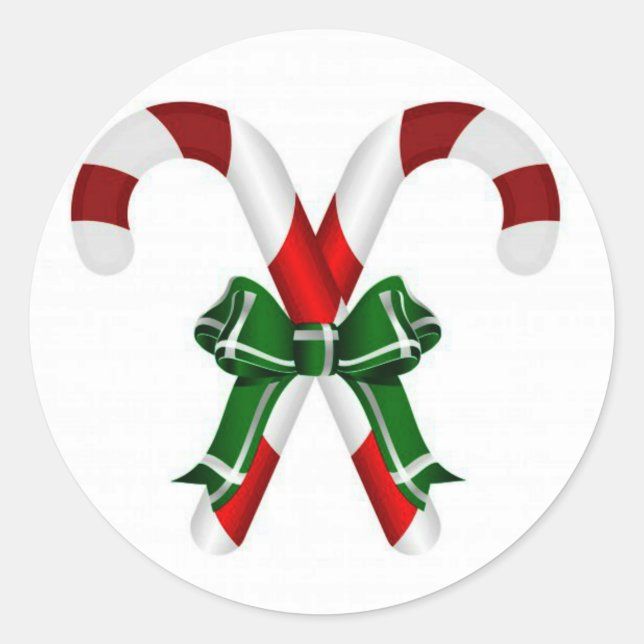 Pegatina Redonda Navidades Con Vela Con Bow (Anverso)