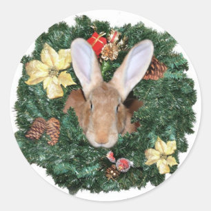 Pegatina Redonda Navidades conejitas