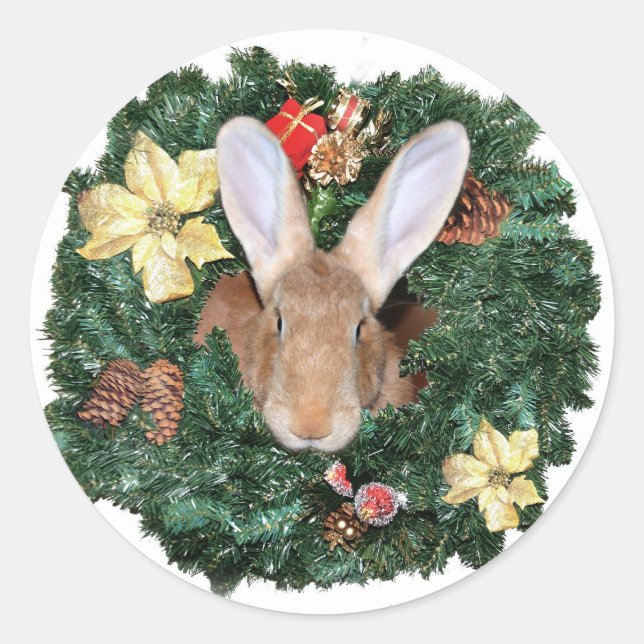 Pegatina Redonda Navidades conejitas (Anverso)