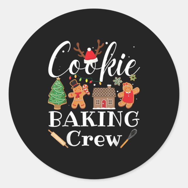 Pegatina Redonda Navidades Cookie Baking Crew Family Baking Team Fu (Anverso)