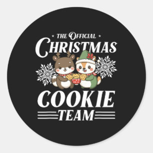 Pegatina Redonda Navidades Cookie Baking Team divertidos X-mas Anim