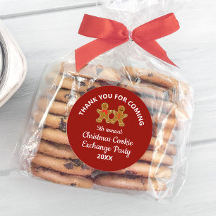 Pegatina Redonda Navidades Cookie Exchange Swap Fiesta Gracias