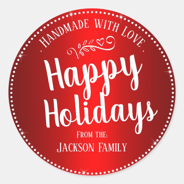 Pegatina Redonda Navidades Cookie Gift Personalizado Nombre de fami (Anverso)