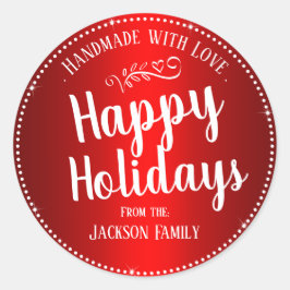 Pegatina Redonda Navidades Cookie Gift Personalizado Nombre de fami