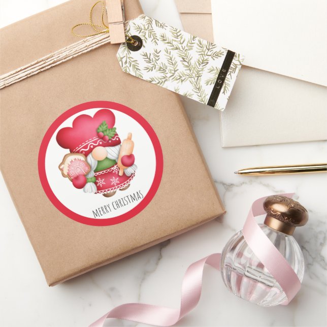 Pegatina Redonda Navidades Cookie Gnome (Regalar)