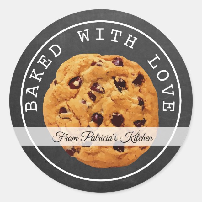 Pegatina Redonda Navidades Cookies Horneados Con Chalkboard De Amor (Anverso)