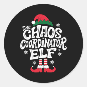 Pegatina Redonda Navidades Coordinador del caos Elf Xmas Pajama Gif