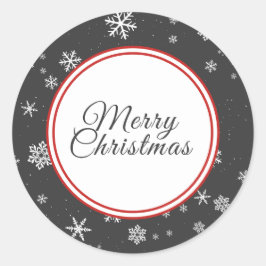 Pegatina Redonda Navidades copos de nieve Feliz Navidad Festividad 