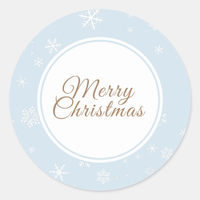 Pegatina Redonda Navidades Copos de nieve Feliz Navidad Navidad Azu (Anverso)