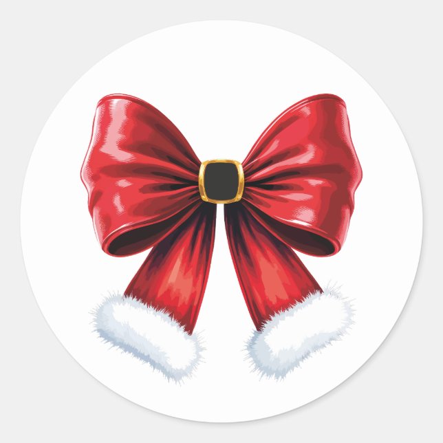 Pegatina Redonda Navidades Coquette Bow (Anverso)