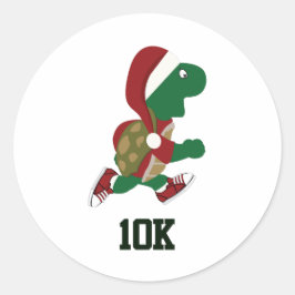 Pegatina Redonda Navidades corriendo tortuga 10K