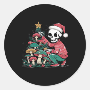 Pegatina Redonda Navidades Cottagecore Skeleton Estética Funny San