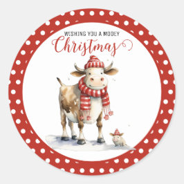 Pegatina Redonda Navidades Cow Pun