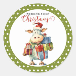Pegatina Redonda Navidades Cow Pun