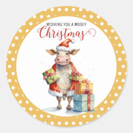 Pegatina Redonda Navidades Cow Pun