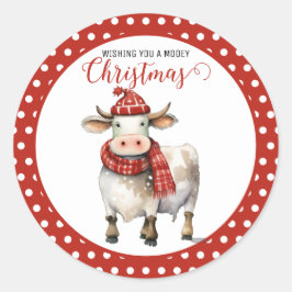 Pegatina Redonda Navidades Cow Pun