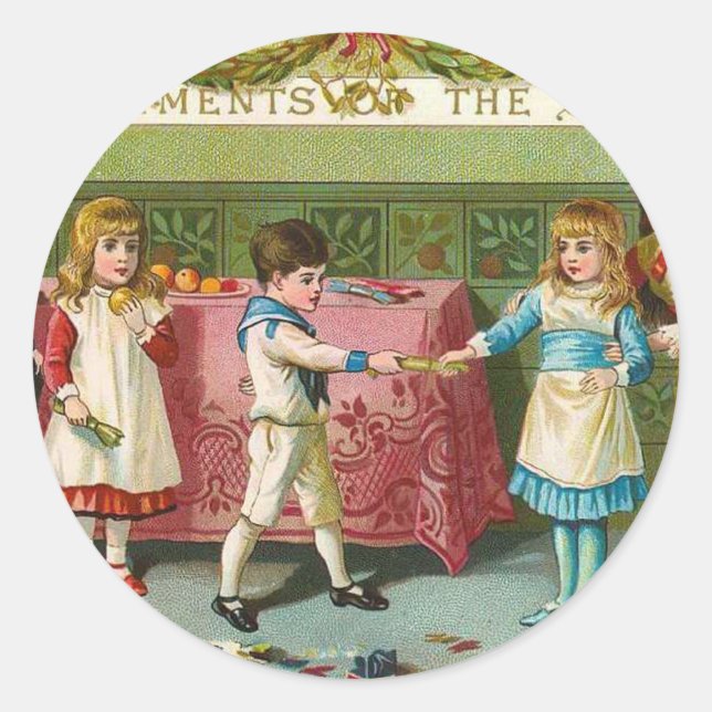 Pegatina Redonda Navidades Crackers (Anverso)