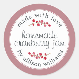 Pegatina Redonda Navidades Cranberry Jam Can Dusty Purple