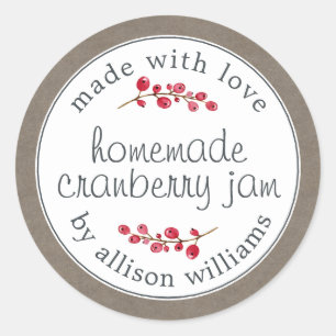 Pegatina Redonda Navidades Cranberry Jam Can Kraft