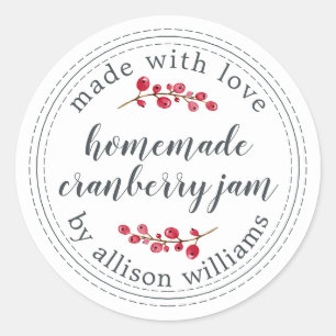 Pegatina Redonda Navidades Cranberry Jam Canning casero