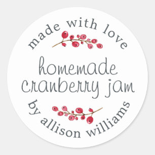 Pegatina Redonda Navidades Cranberry Jam Canning casero