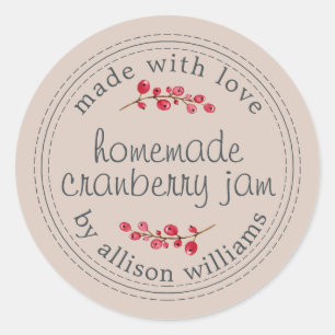 Pegatina Redonda Navidades Cranberry Jam Canning Purple casero