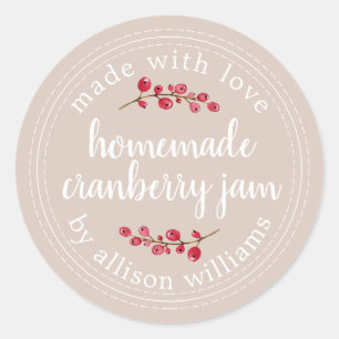 Pegatina Redonda Navidades Cranberry Jam Canning Purple casero