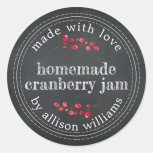 Pegatina Redonda Navidades Cranberry Jam Chalkboard casero