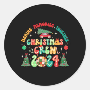 Pegatina Redonda Navidades Crew 2024 Xmas Groovy Haciendo Recuerdos