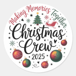 Pegatina Redonda Navidades Crew 2025 Matching Family Group Navidad