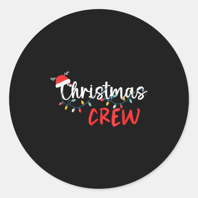 Pegatina Redonda Navidades Crew Xmas Iluminan Pajamas Familiares (Anverso)