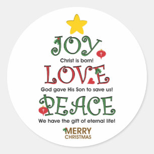 Pegatina Redonda Navidades cristianos disfrutan del amor y la paz