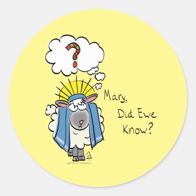 Pegatina Redonda Navidades cristianos graciosos Personalizado de ov (Anverso)