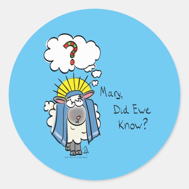 Pegatina Redonda Navidades cristianos graciosos Personalizado de ov (Anverso)