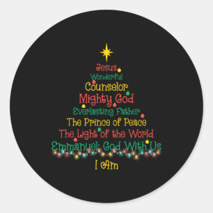 Pegatina Redonda Navidades cristianos Jesús Biblia nombra árbol de 