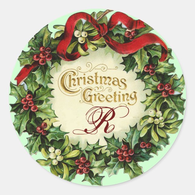 PEGATINA REDONDA NAVIDADES CRUZADOS CON MISTLETAS Y BARRIOS SANOS (Anverso)