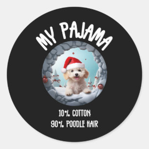 Pegatina Redonda Navidades Cuidados Poodle - Gracioso Diseño De Per